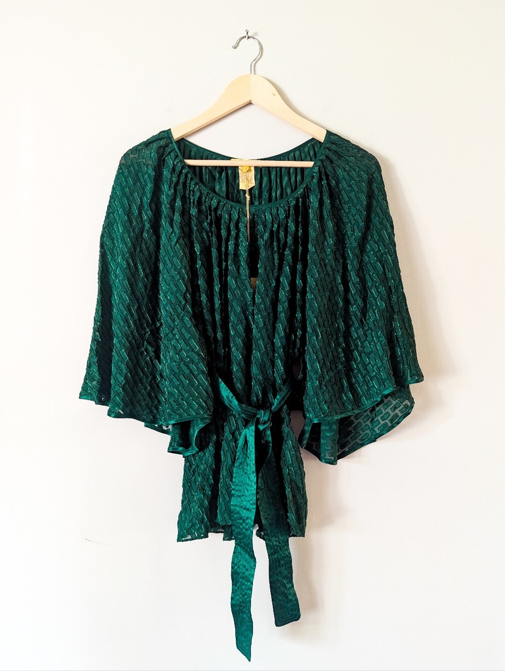 Catherine Malandrino Emerald Silk Blend Tie Top